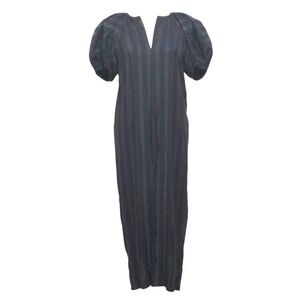 Martin Grant Striped Balloon Midi Dress Size US 4 French 36 Black Puff Sleeve